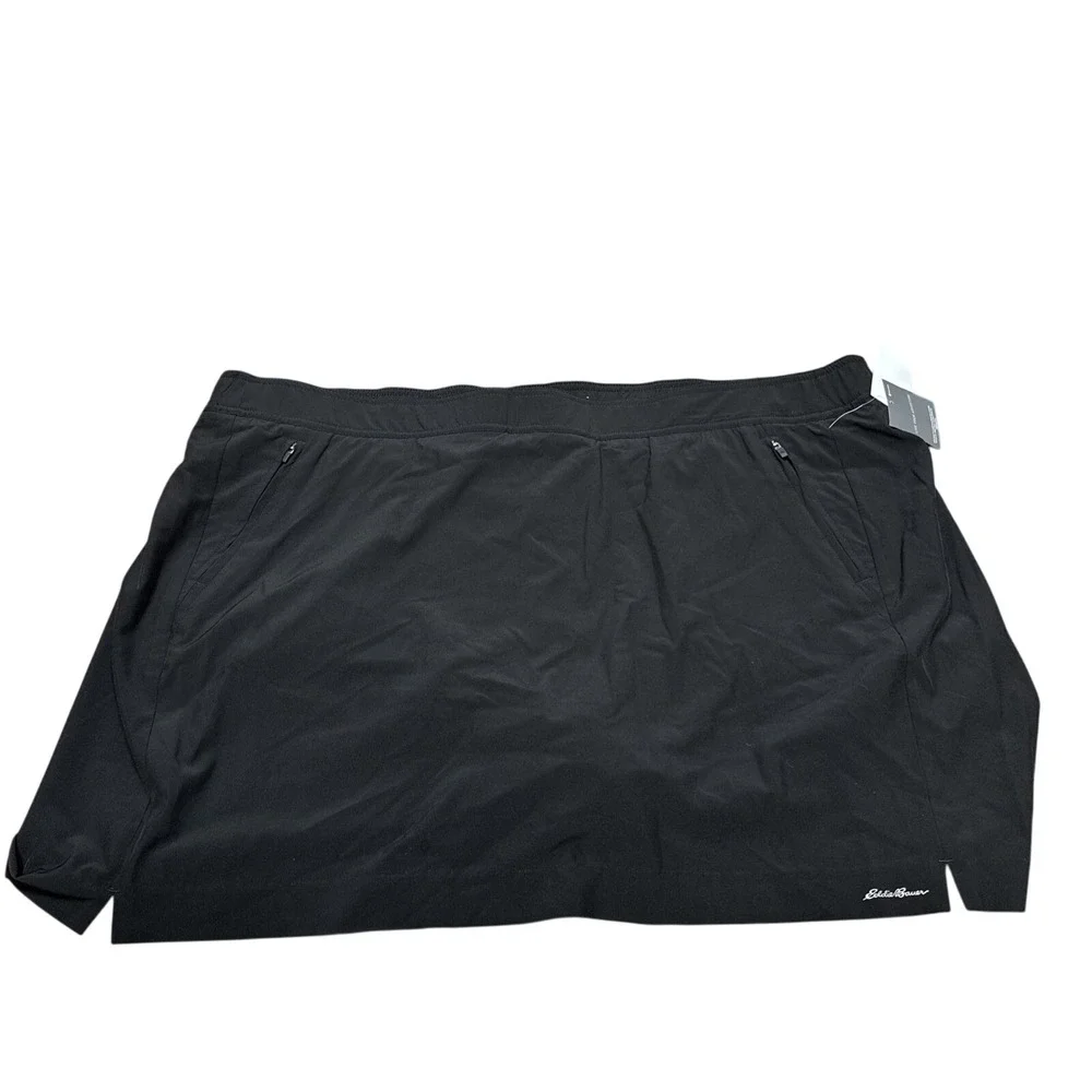 Eddie Bauer Women's Skort Sz 2X Black Elastic Waist Pockets‎ Casual Travel New!
